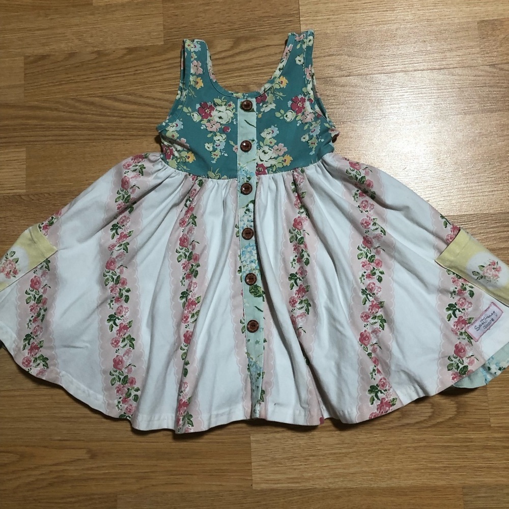 SweetHoney Floral Kids Dress - Blue and White